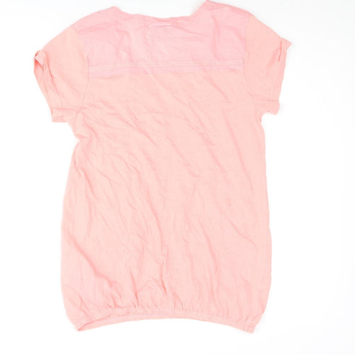 Trespass Womens Pink Cotton Basic Blouse Size S V-Neck - Pleated Lace Trim