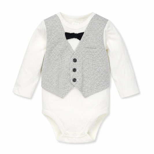 H&M Boys Multicoloured Cotton Babygrow One-Piece Size 3-6 Months Snap - Waistcoat Bow
