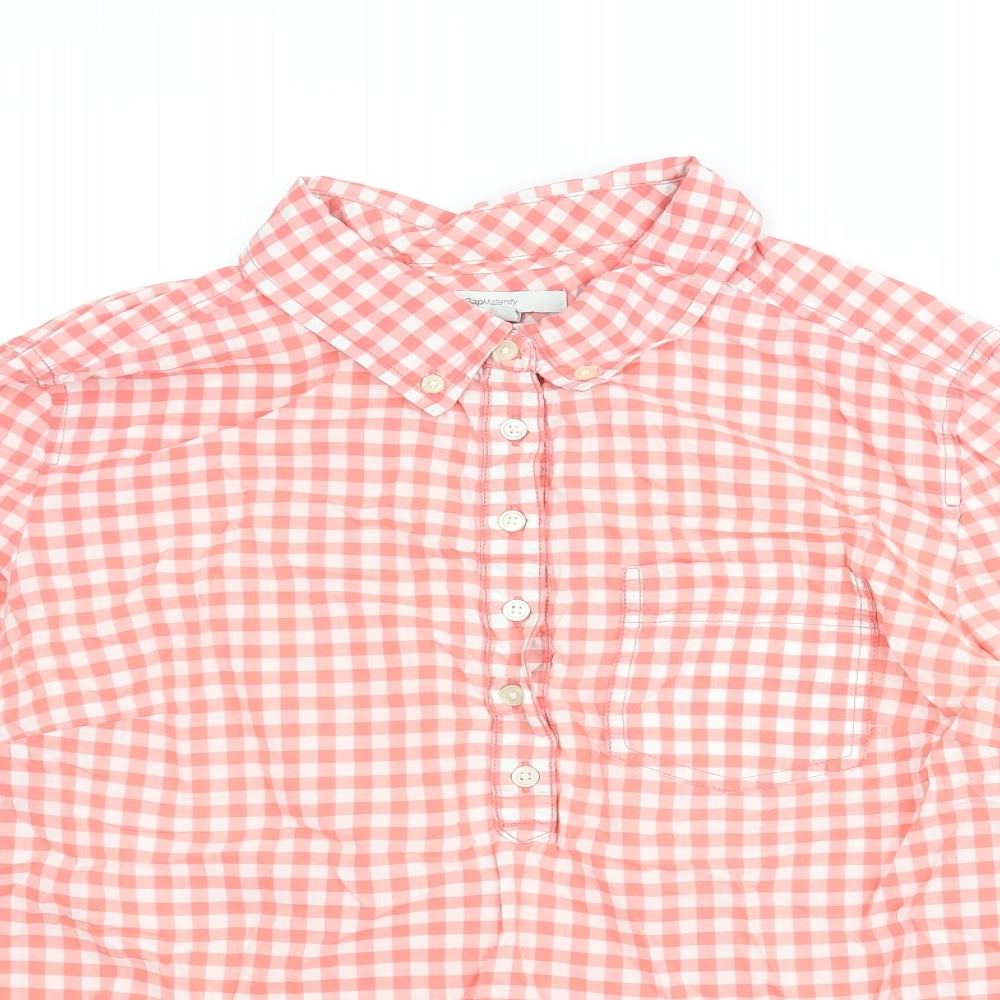 Gap Womens Pink Check Cotton Basic Blouse Size M Collared