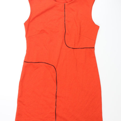 Dorothy Perkins Womens Red Polyester Mini Size 12 Round Neck Pullover - Zip Detail