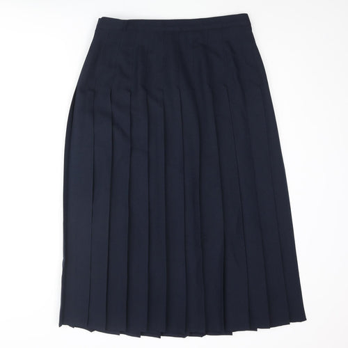Essentials Womens Blue Polyester Pleated Skirt Size 32 in Zip