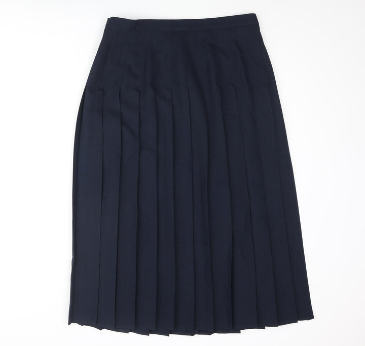 Essentials Womens Blue Polyester Pleated Skirt Size 32 in Zip