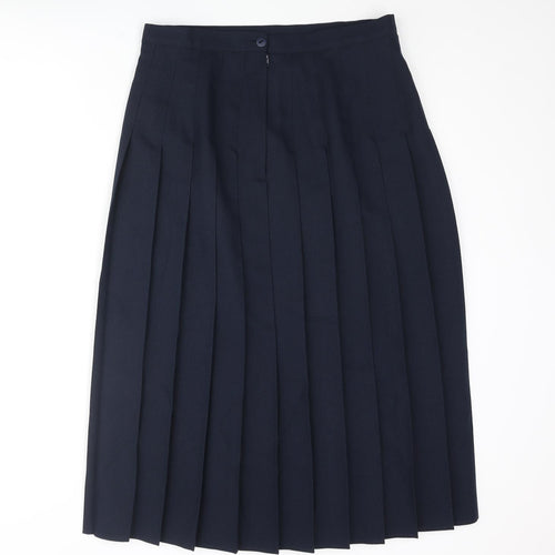 Essentials Womens Blue Polyester Pleated Skirt Size 32 in Zip