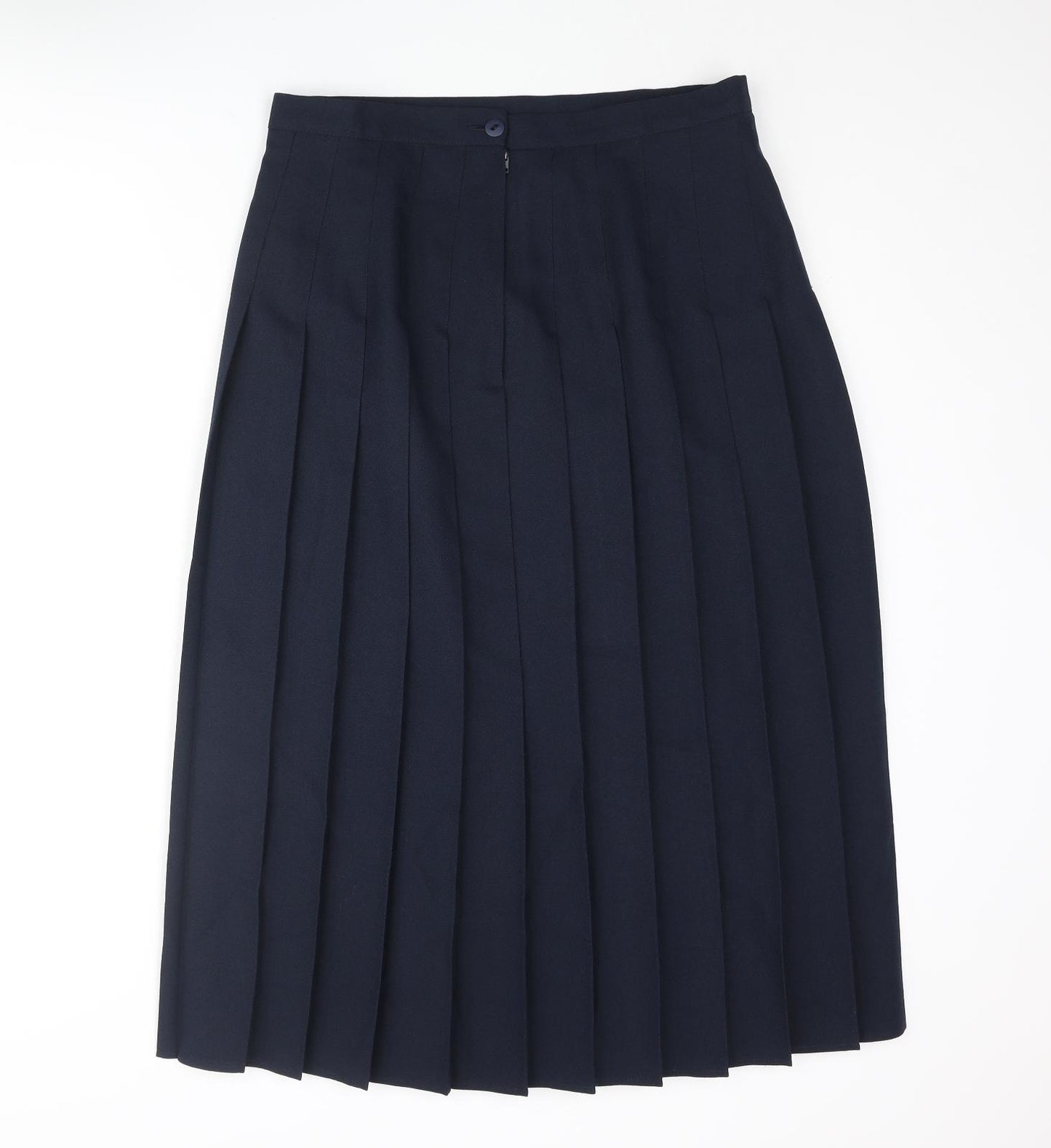 Essentials Womens Blue Polyester Pleated Skirt Size 32 in Zip