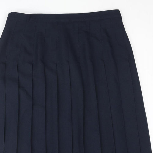 Essentials Womens Blue Polyester Pleated Skirt Size 32 in Zip