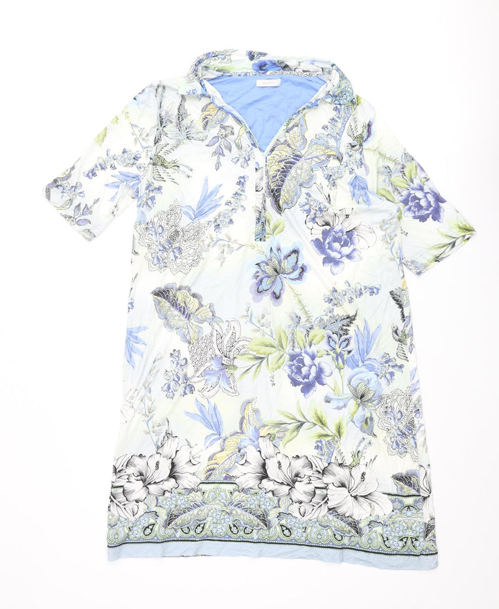 Riani Womens Multicoloured Floral Viscose Shift Size 16 Collared Pullover