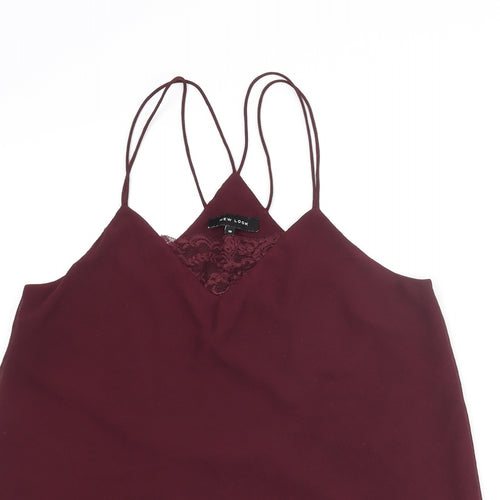 New Look Womens Orange Polyester Camisole Blouse Size 10 V-Neck - Lace Trim