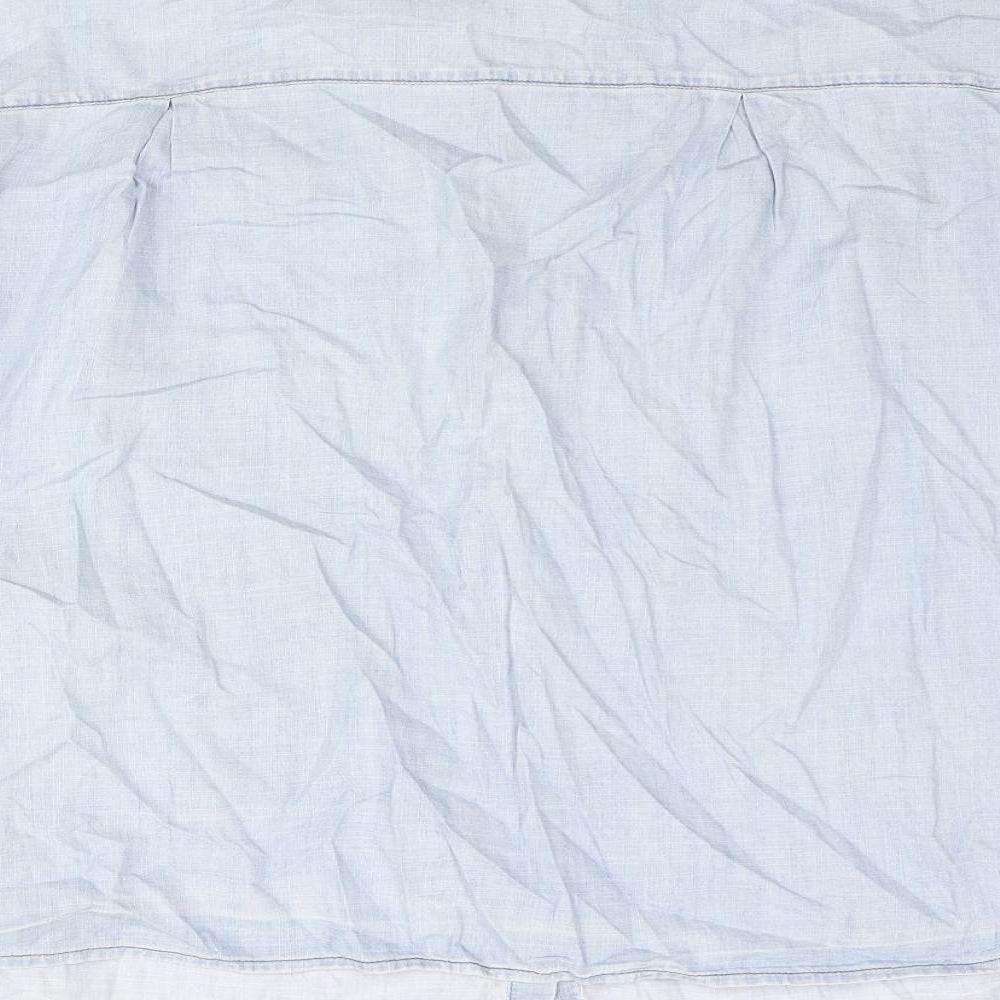 Marks and Spencer Womens Blue Cotton Basic Button-Up Size 18 Collared