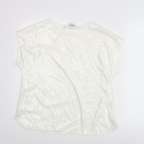 Dorothy Perkins Womens Ivory Polyester Basic Blouse Size 14 Round Neck - Sequin