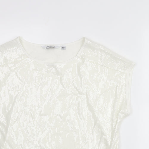 Dorothy Perkins Womens Ivory Polyester Basic Blouse Size 14 Round Neck - Sequin