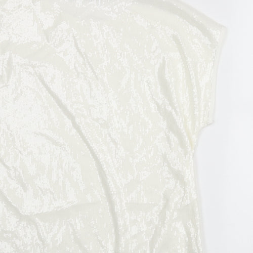 Dorothy Perkins Womens Ivory Polyester Basic Blouse Size 14 Round Neck - Sequin