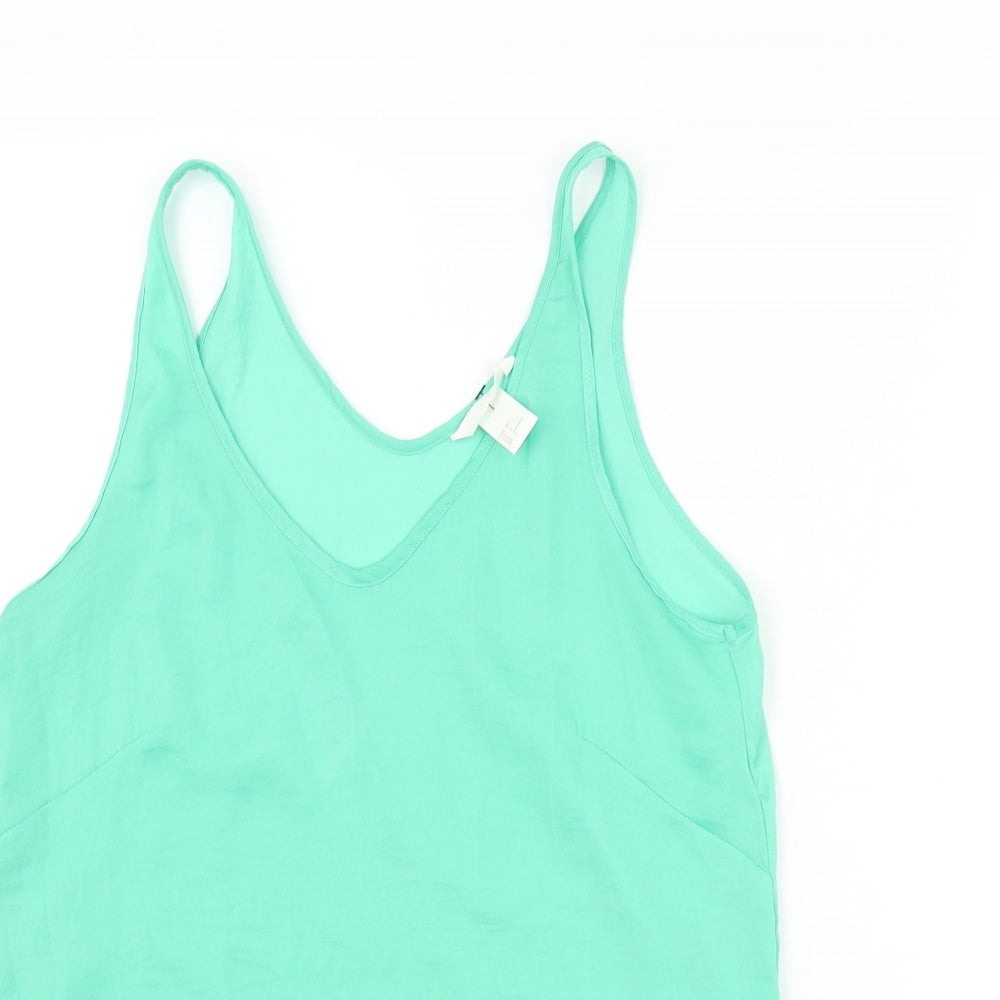 H&M Womens Green Polyester Camisole Blouse Size 6 V-Neck