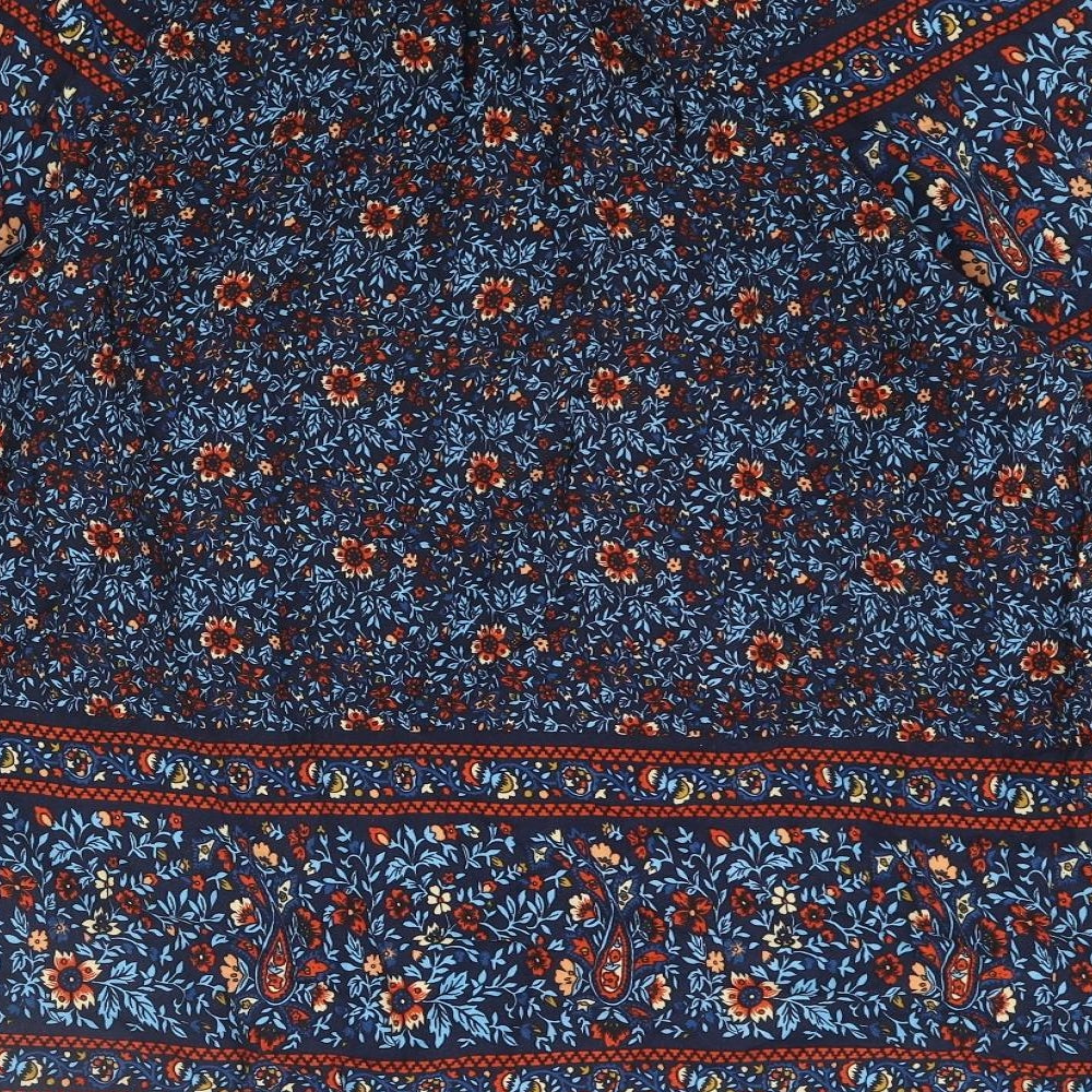 EWM Womens Multicoloured Geometric Viscose Basic Blouse Size 16 Round Neck