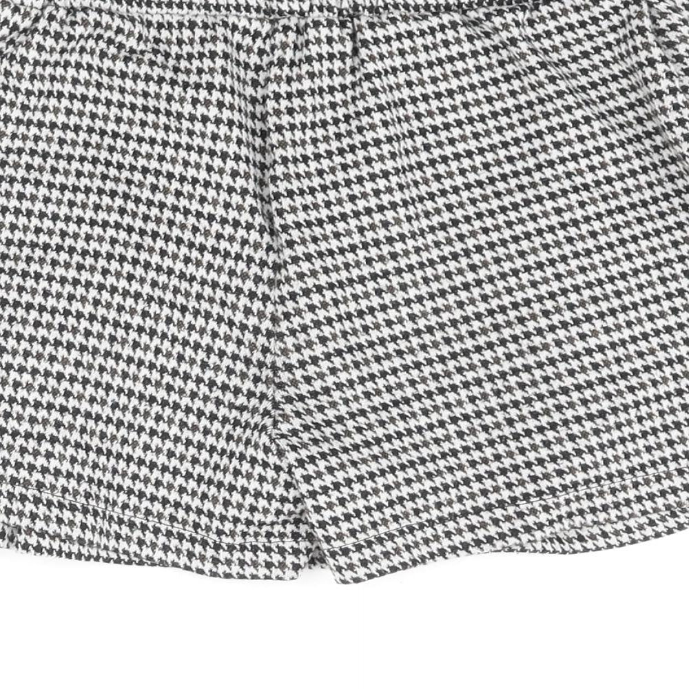 H&M Girls Grey Herringbone Polyester A-Line Skort Size 10 Years Regular Pull On - Pleated Button