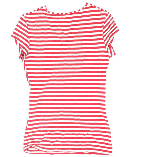 Marks and Womens Red Striped Viscose Basic Blouse Size 10 V-Neck