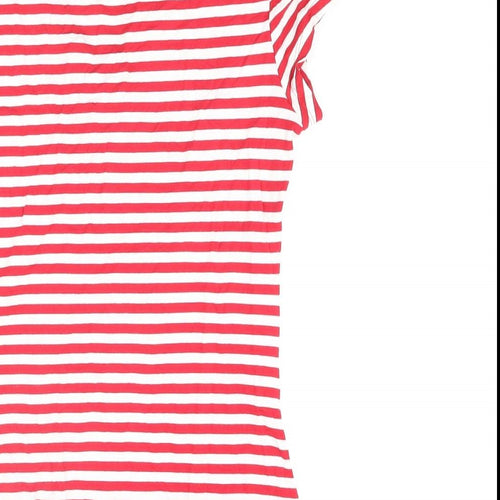 Marks and Womens Red Striped Viscose Basic Blouse Size 10 V-Neck