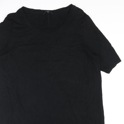 NEXT Womens Black Viscose T-Shirt Dress Size 18 Round Neck Pullover