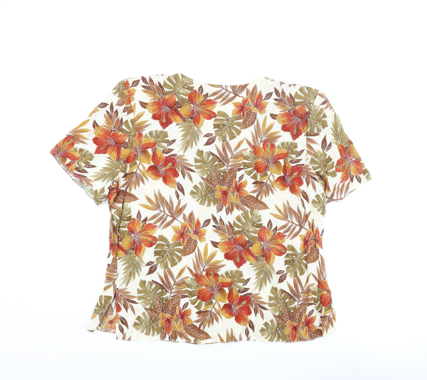 Debenhams Womens Multicoloured Floral Viscose Basic Blouse Size 16 Round Neck