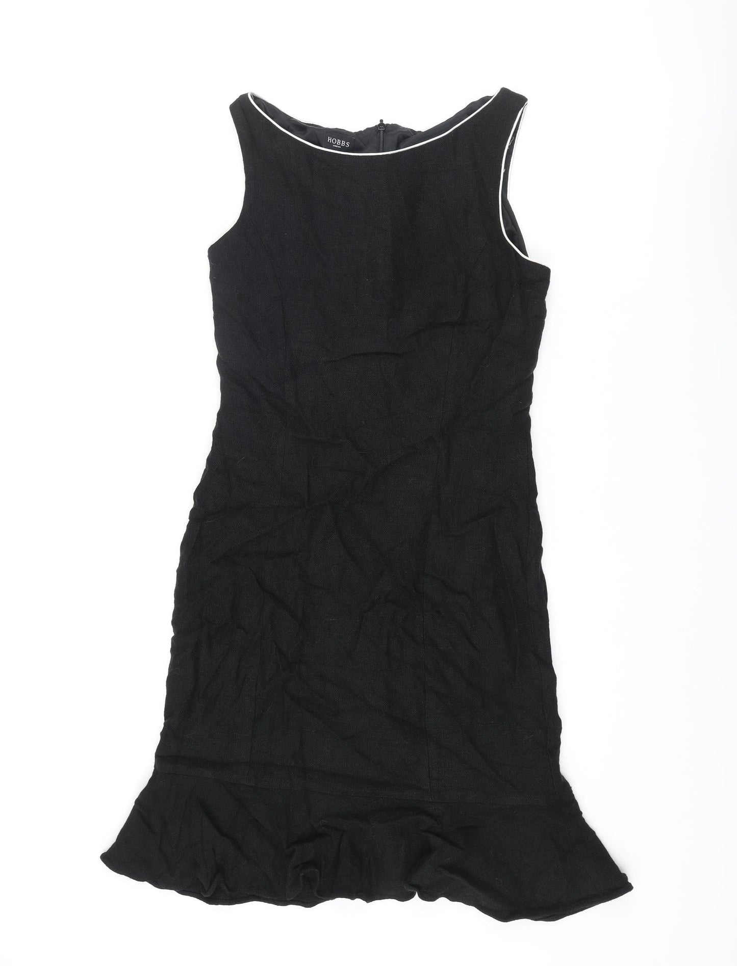 Hobbs Womens Black Viscose Shift Size 12 Boat Neck Zip - Frill