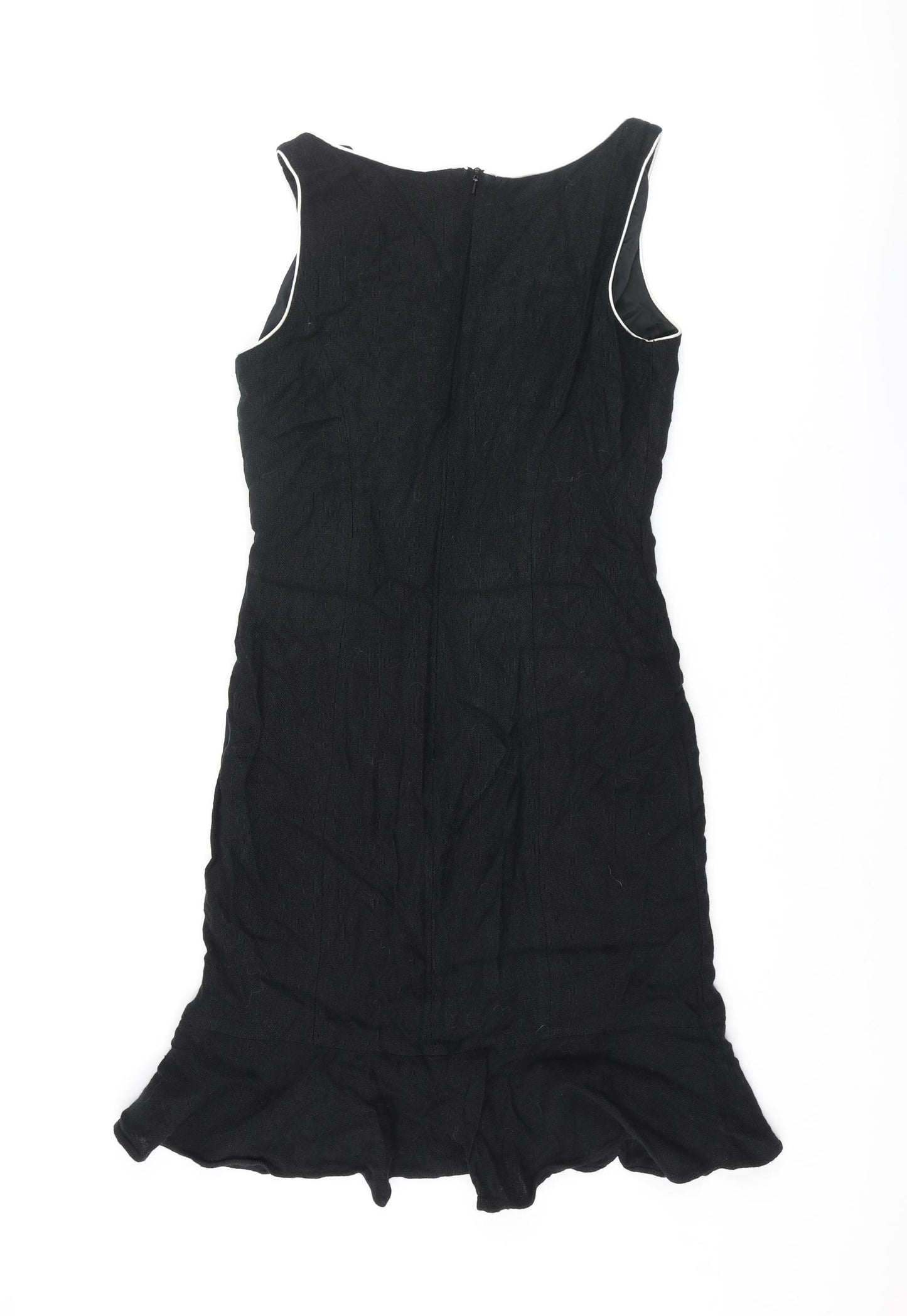 Hobbs Womens Black Viscose Shift Size 12 Boat Neck Zip - Frill