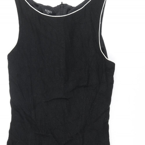 Hobbs Womens Black Viscose Shift Size 12 Boat Neck Zip - Frill