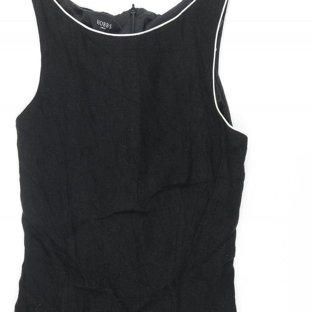 Hobbs Womens Black Viscose Shift Size 12 Boat Neck Zip - Frill