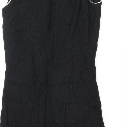 Hobbs Womens Black Viscose Shift Size 12 Boat Neck Zip - Frill