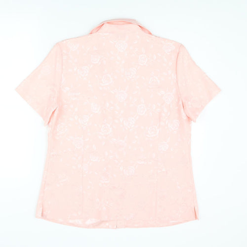 Bonmarché Womens Pink Floral Polyester Basic Blouse Size 16 Collared