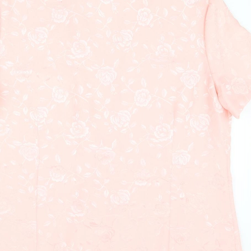 Bonmarché Womens Pink Floral Polyester Basic Blouse Size 16 Collared
