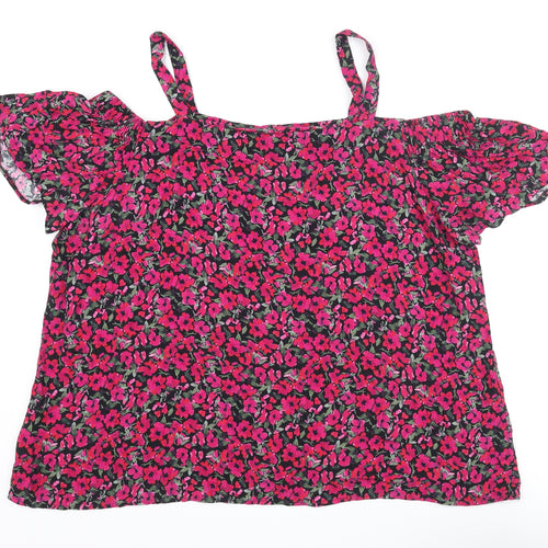 NEXT Womens Pink Floral Viscose Basic Blouse Size 22 Off the Shoulder - Cold Shoulder