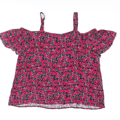 NEXT Womens Pink Floral Viscose Basic Blouse Size 22 Off the Shoulder - Cold Shoulder