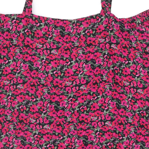 NEXT Womens Pink Floral Viscose Basic Blouse Size 22 Off the Shoulder - Cold Shoulder