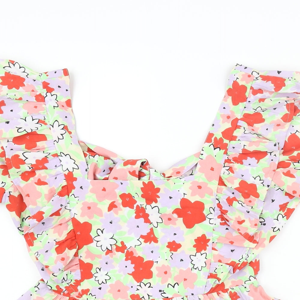 Influence Womens Multicoloured Floral Polyester Basic Blouse Size 12 Square Neck