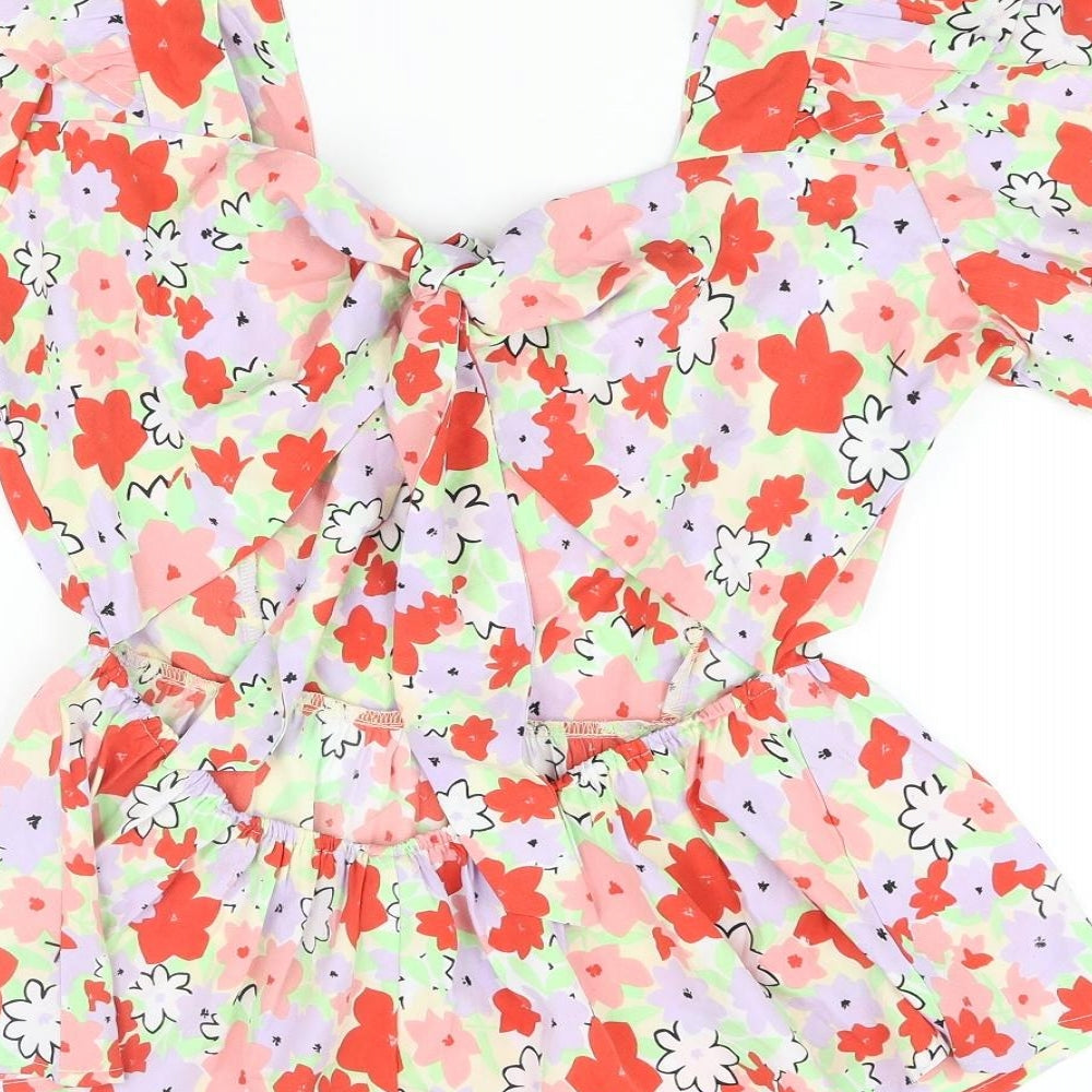 Influence Womens Multicoloured Floral Polyester Basic Blouse Size 12 Square Neck