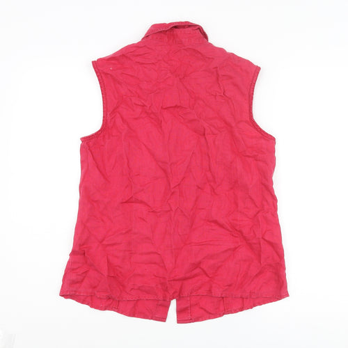 JFW Womens Pink Linen Camisole Blouse Size 14 Collared