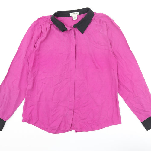 Orvis Womens Purple Silk Basic Blouse Size 14 Collared
