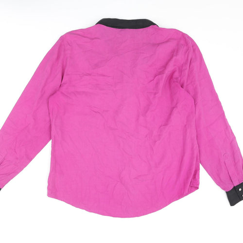 Orvis Womens Purple Silk Basic Blouse Size 14 Collared
