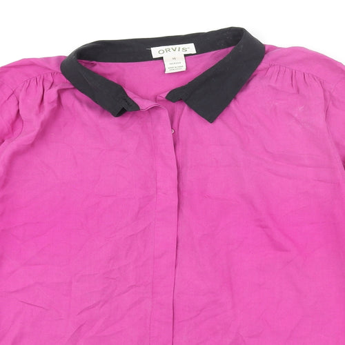 Orvis Womens Purple Silk Basic Blouse Size 14 Collared