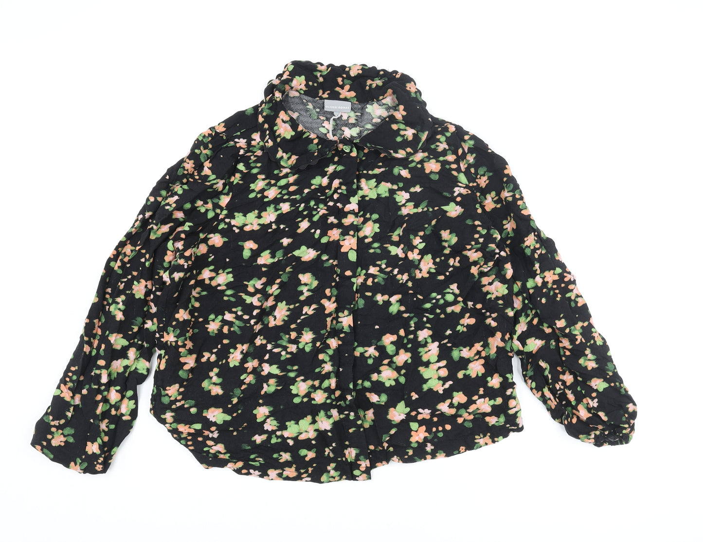 Oliver Bonas Womens Multicoloured Floral Viscose Basic Blouse Size 18 Collared