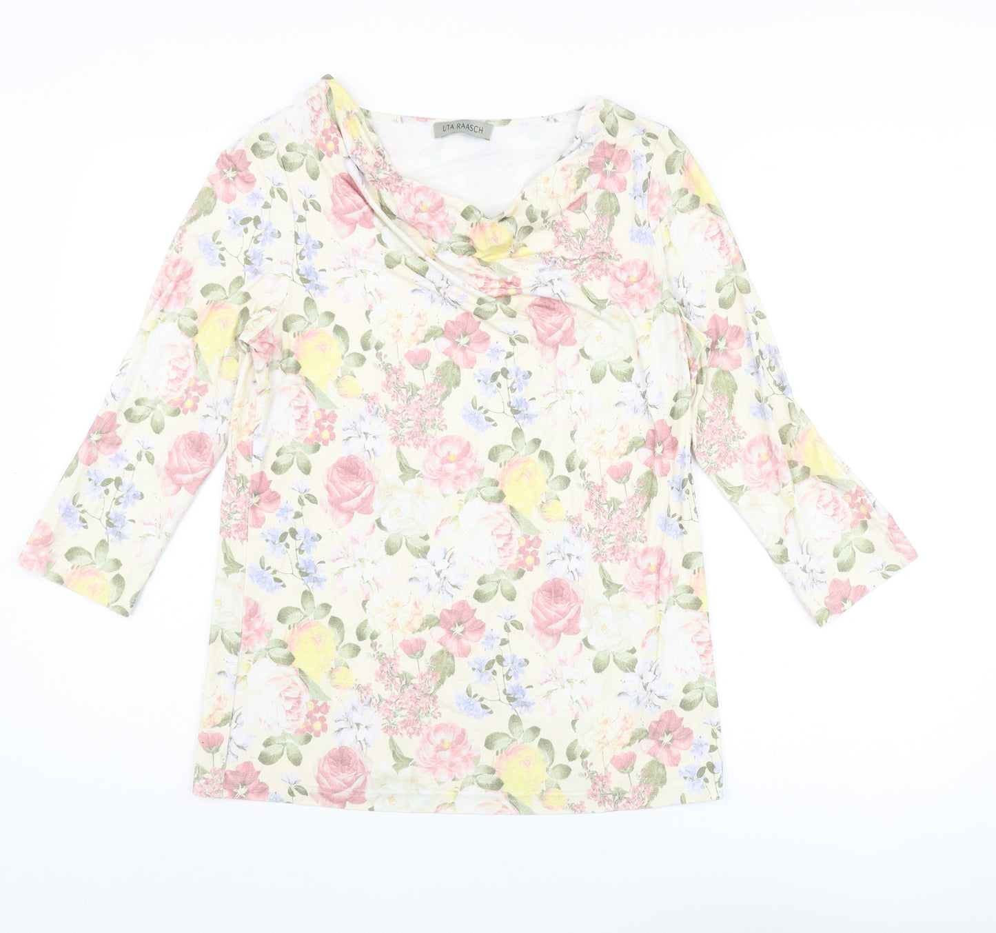 Uta Raasch Womens Multicoloured Floral Viscose Basic Blouse Size 16 Cowl Neck