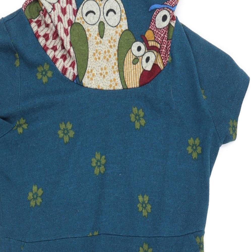 Purish Womens Multicoloured Geometric Polyester Jumper Dress Size XL Roll Neck Pullover - Owl Print