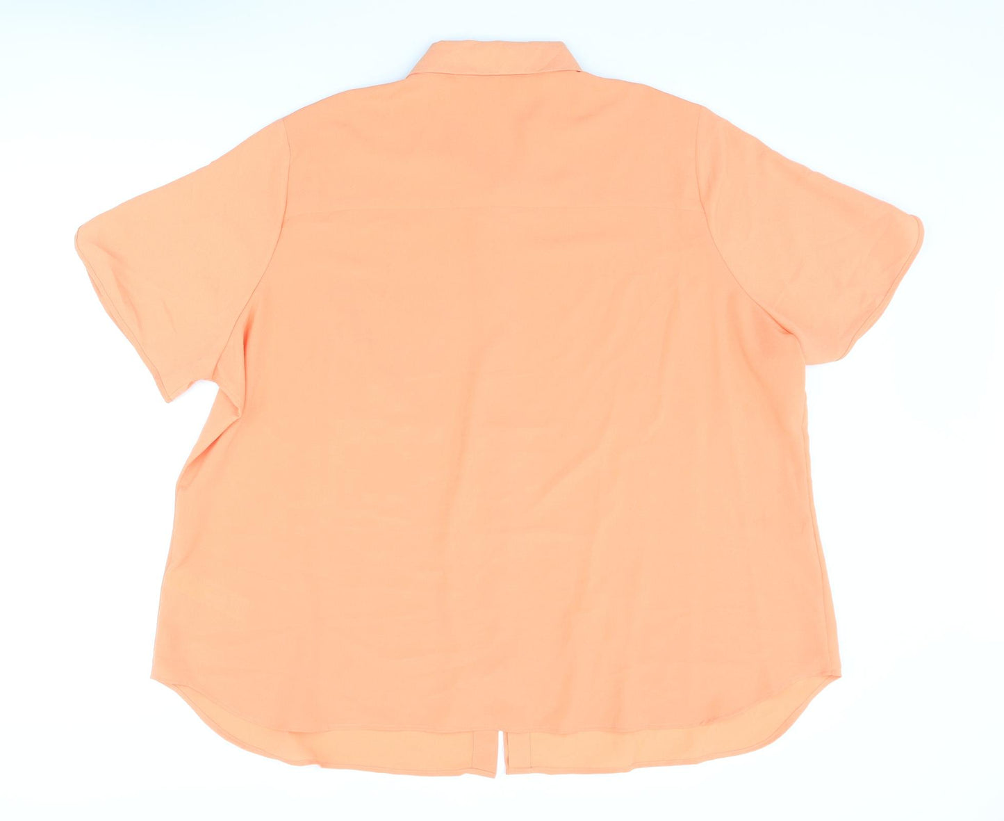 Classic Womens Orange Polyester Basic Button-Up Size 22 Collared