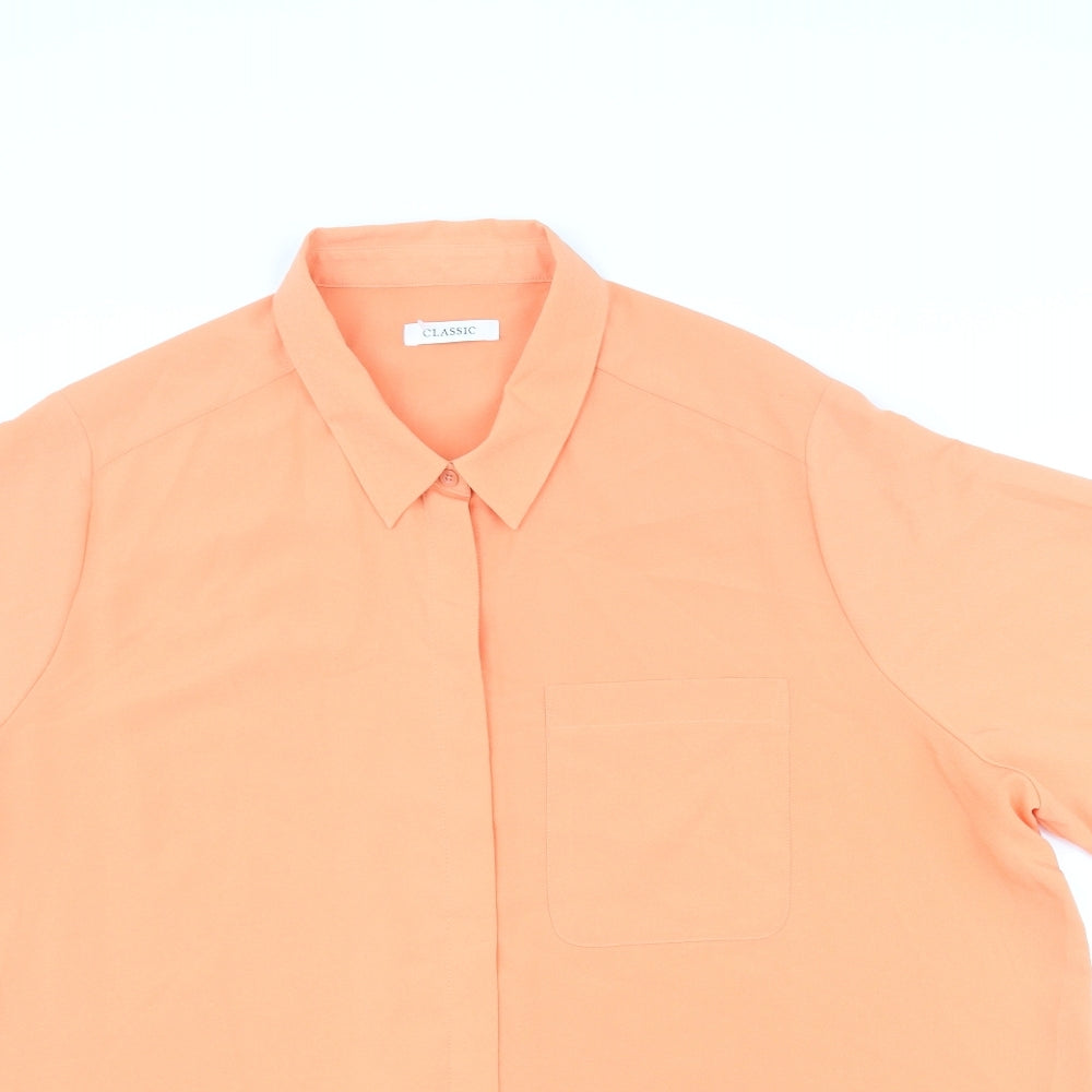 Classic Womens Orange Polyester Basic Button-Up Size 22 Collared