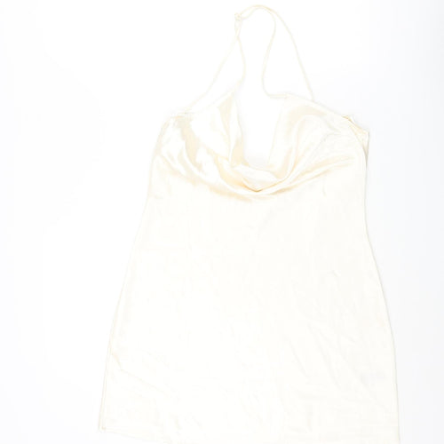 Divided by H&M Womens Ivory Polyester Slip Dress Size 10 Cowl Neck Pullover