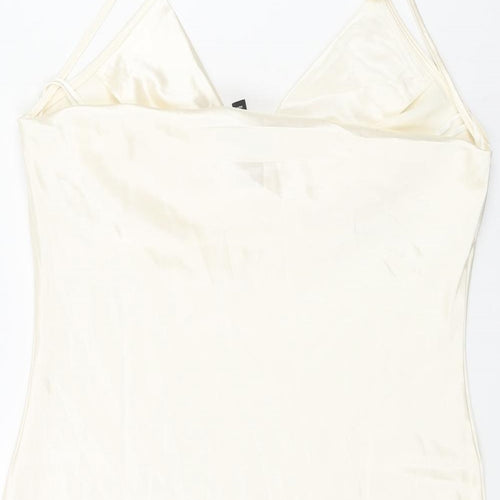 Divided by H&M Womens Ivory Polyester Slip Dress Size 10 Cowl Neck Pullover