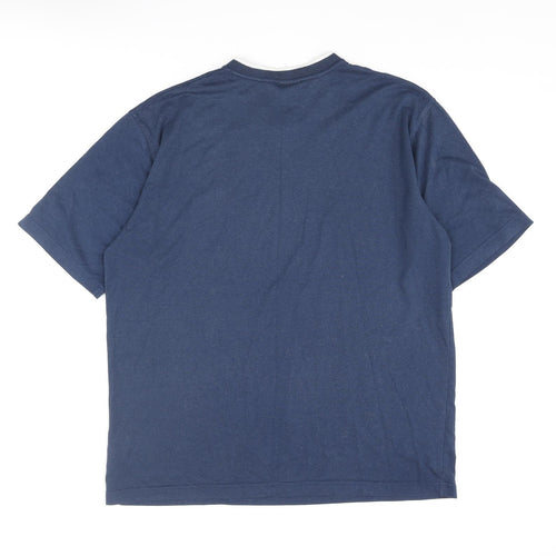 Umbro Mens Blue Cotton T-Shirt Size XL V-Neck - Logo
