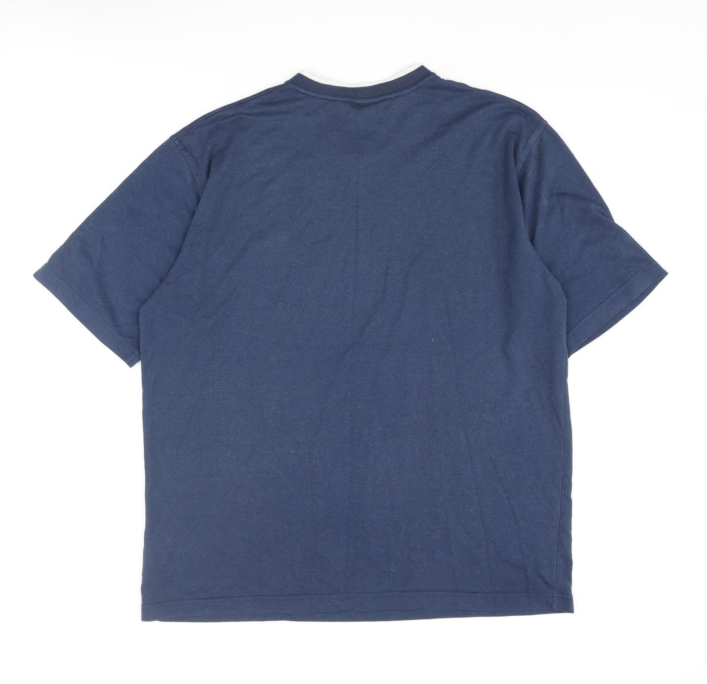 Umbro Mens Blue Cotton T-Shirt Size XL V-Neck - Logo