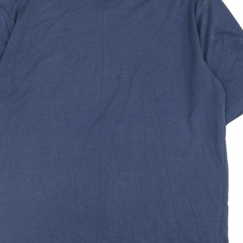 Umbro Mens Blue Cotton T-Shirt Size XL V-Neck - Logo