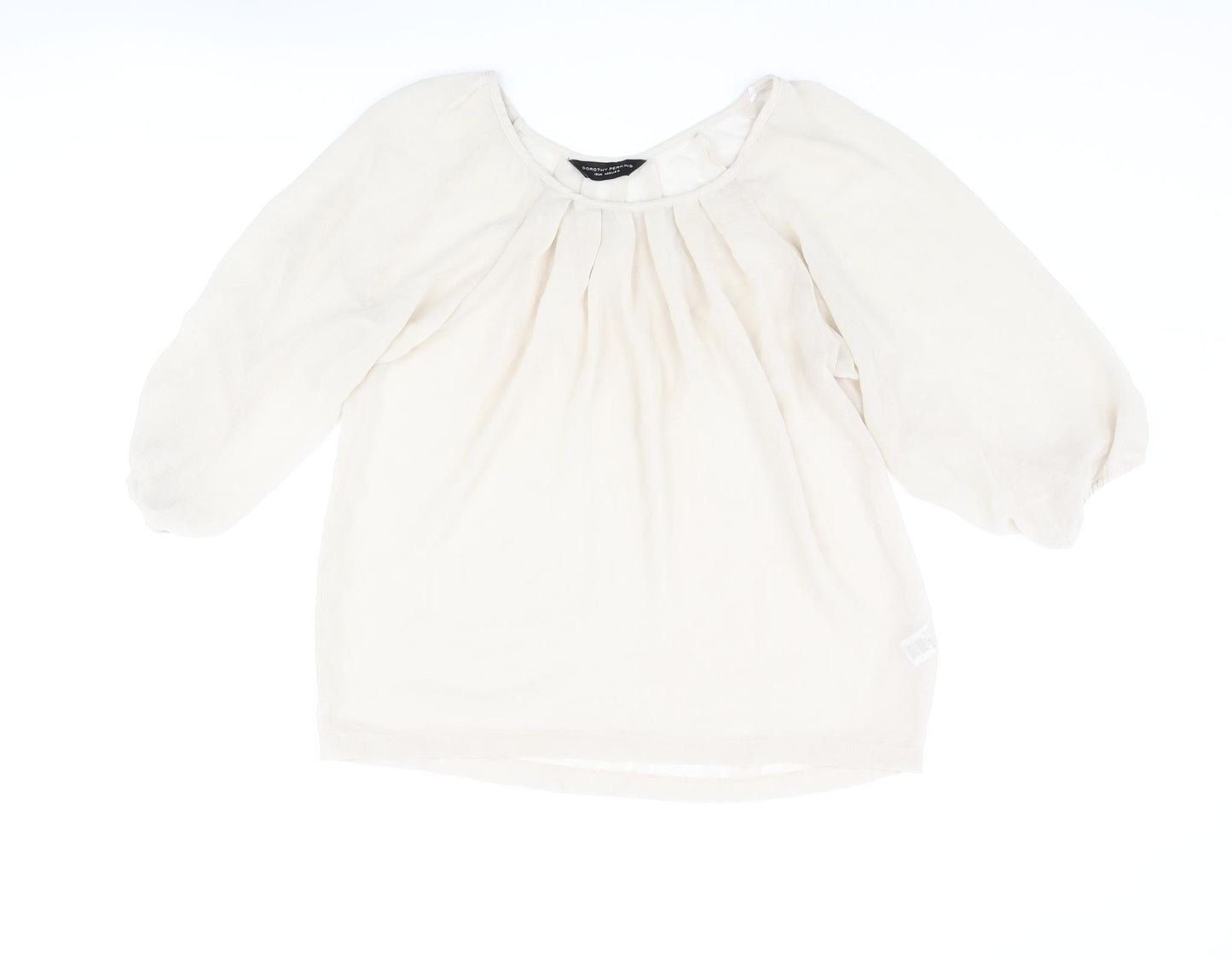 Dorothy Perkins Womens Beige Polyester Basic Blouse Size 12 Round Neck - Semi Sheer