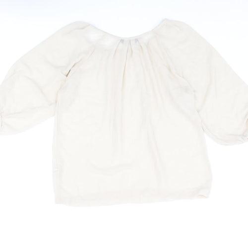 Dorothy Perkins Womens Beige Polyester Basic Blouse Size 12 Round Neck - Semi Sheer